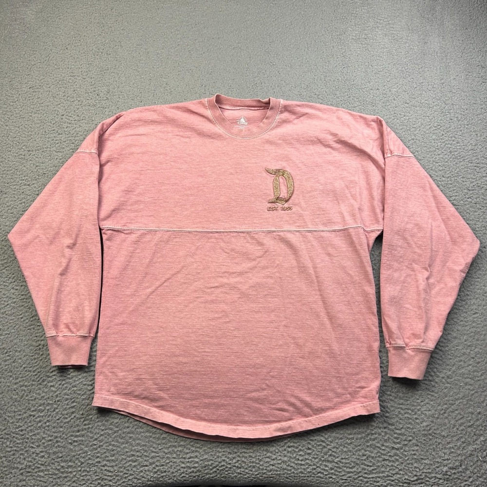 Disney Parks Spirit Jersey Women S Peach Rose Gold Glitter Disneyland D Logo